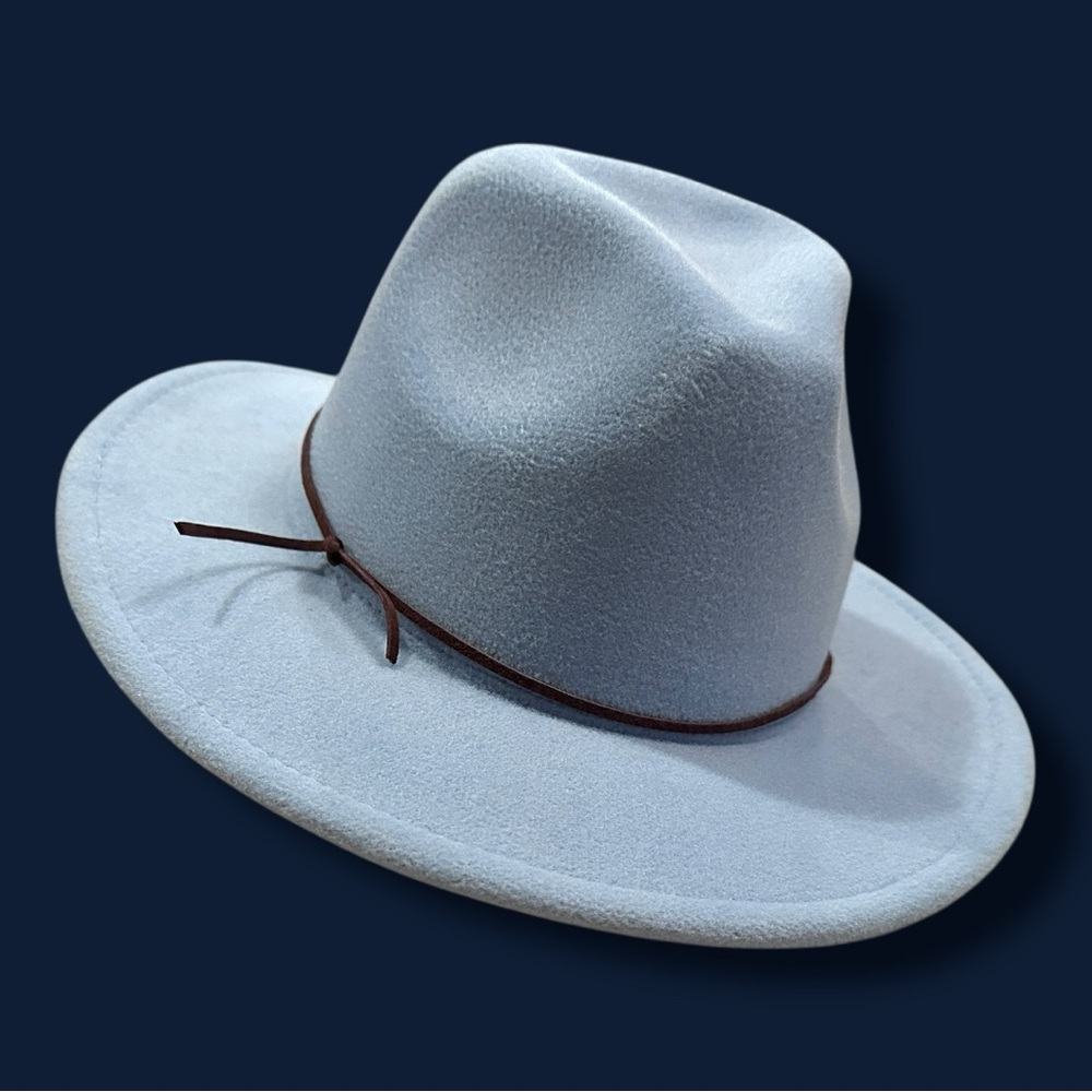 ⭐️HP💫EUC UnBranded Felt Western Style Fedora in Powdered Blue. OS 👒 - Picture 3 of 11